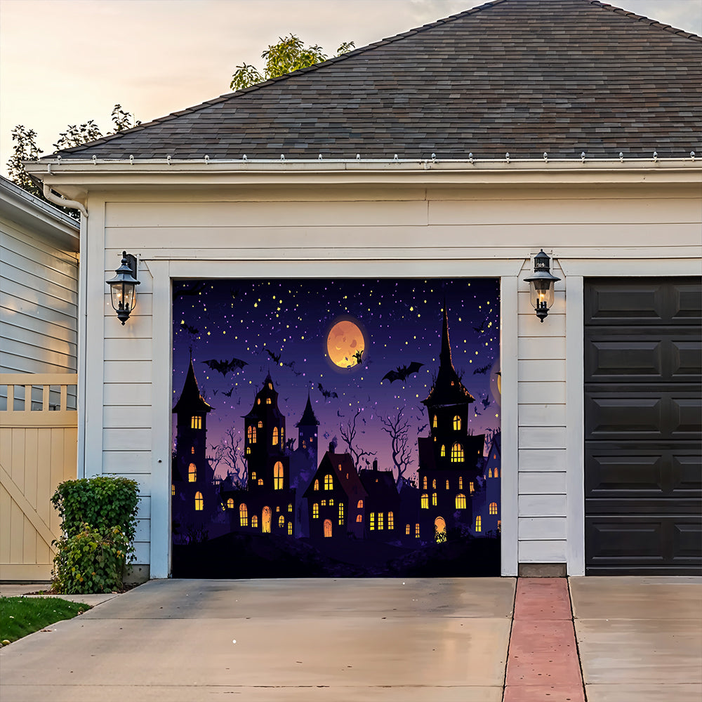 Lorva Halloween Garage Door Banner Decoration Night