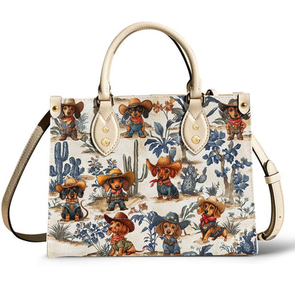 Lorva Dachshund Leather Bag Cowpoke Blues & Blooms