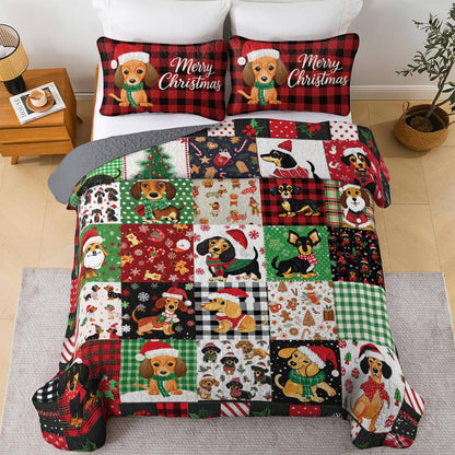Dachshund Lorva All Season Quilt 3-Piece Set Merry Christmas