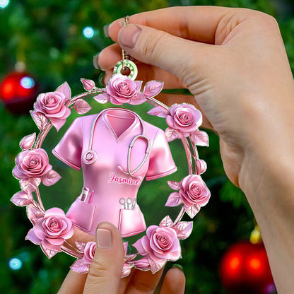 Lorva Nurse Personalized 2D Acrylic Ornament Pink Healing
