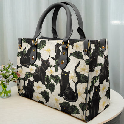 Lorva Black Cat Leather Bag Gorgeous Plumeria