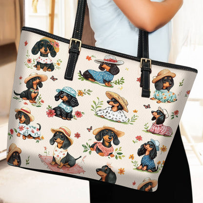 Lorva Leather Tote Bag Picnic Doxies