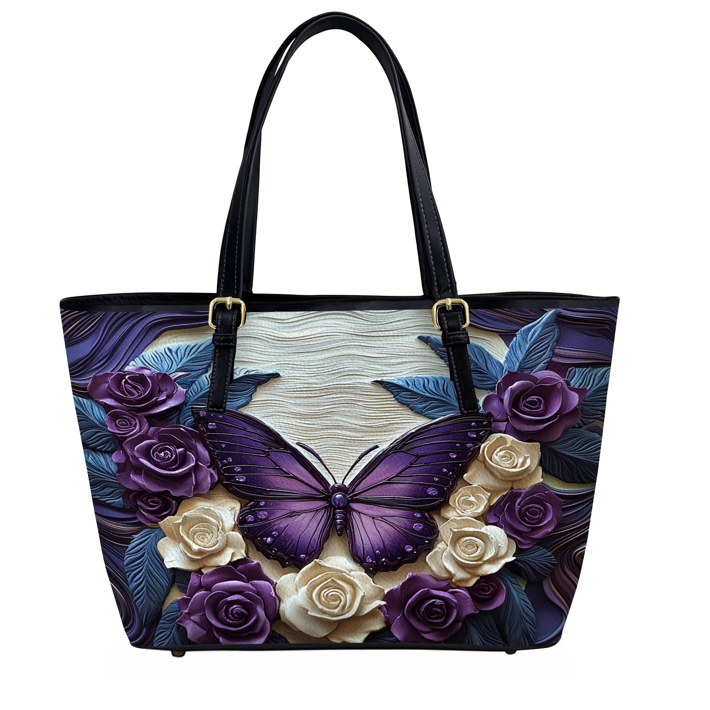Lorva Butterfly Leather Tote Bag Rose & Butterfly Elegance