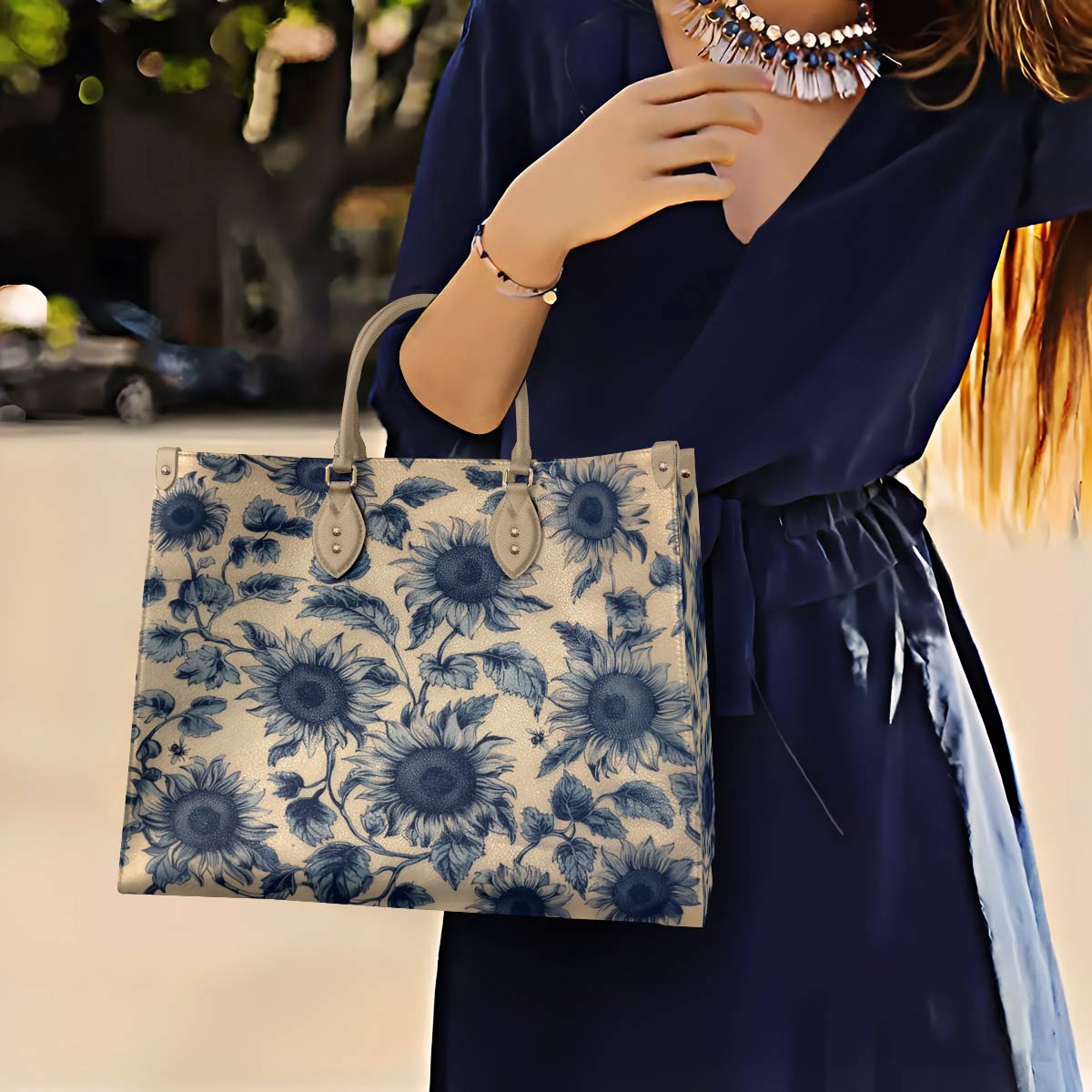 Lorva Sunflower Leather Bag Azure Grace