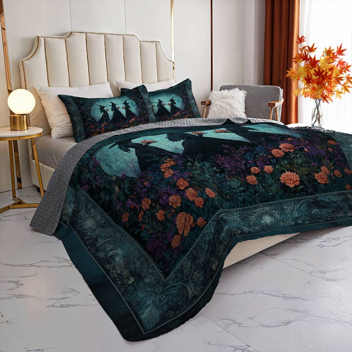 Witch Lorva All Season Quilt 3-Piece Set Moonflower Witches