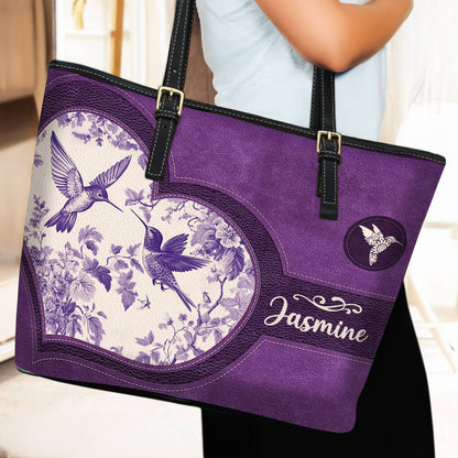Lorva Hummingbird Leather Tote Bag Personalized Humming Harmony