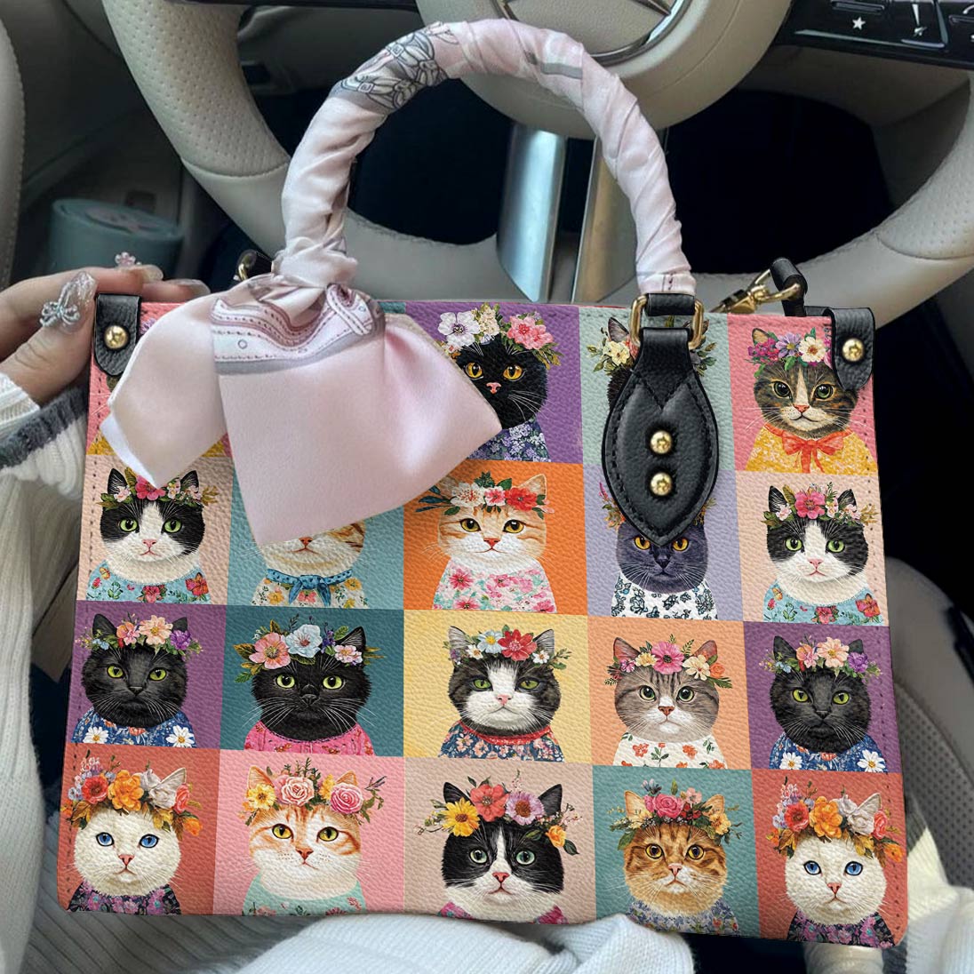 Lorva Leather Bag Feline Blooms
