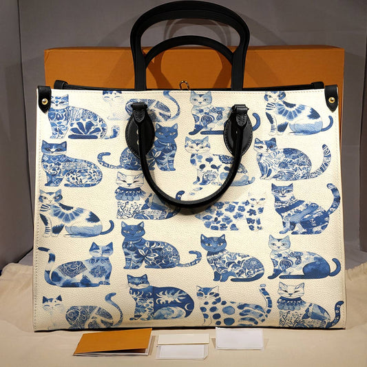 Lorva Leather Bag Cat Cerulean Catscape