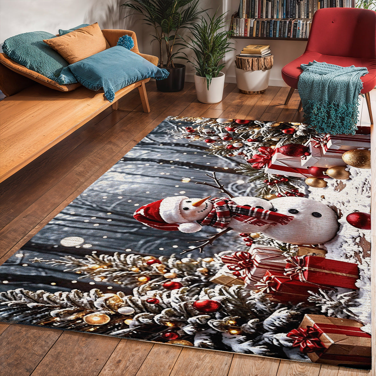 Lorva Snowman Christmas Area Rug Festive Lovely