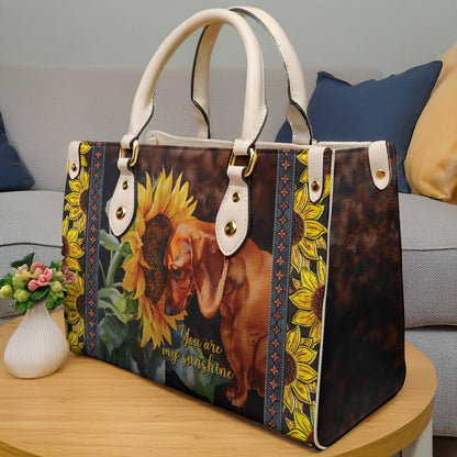 Lorva Leather Bag Dachshund You Are My Sunshine