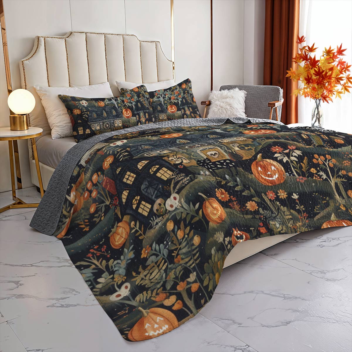 Halloween Lorva All Season Quilt 3-Piece Set Vintage Village