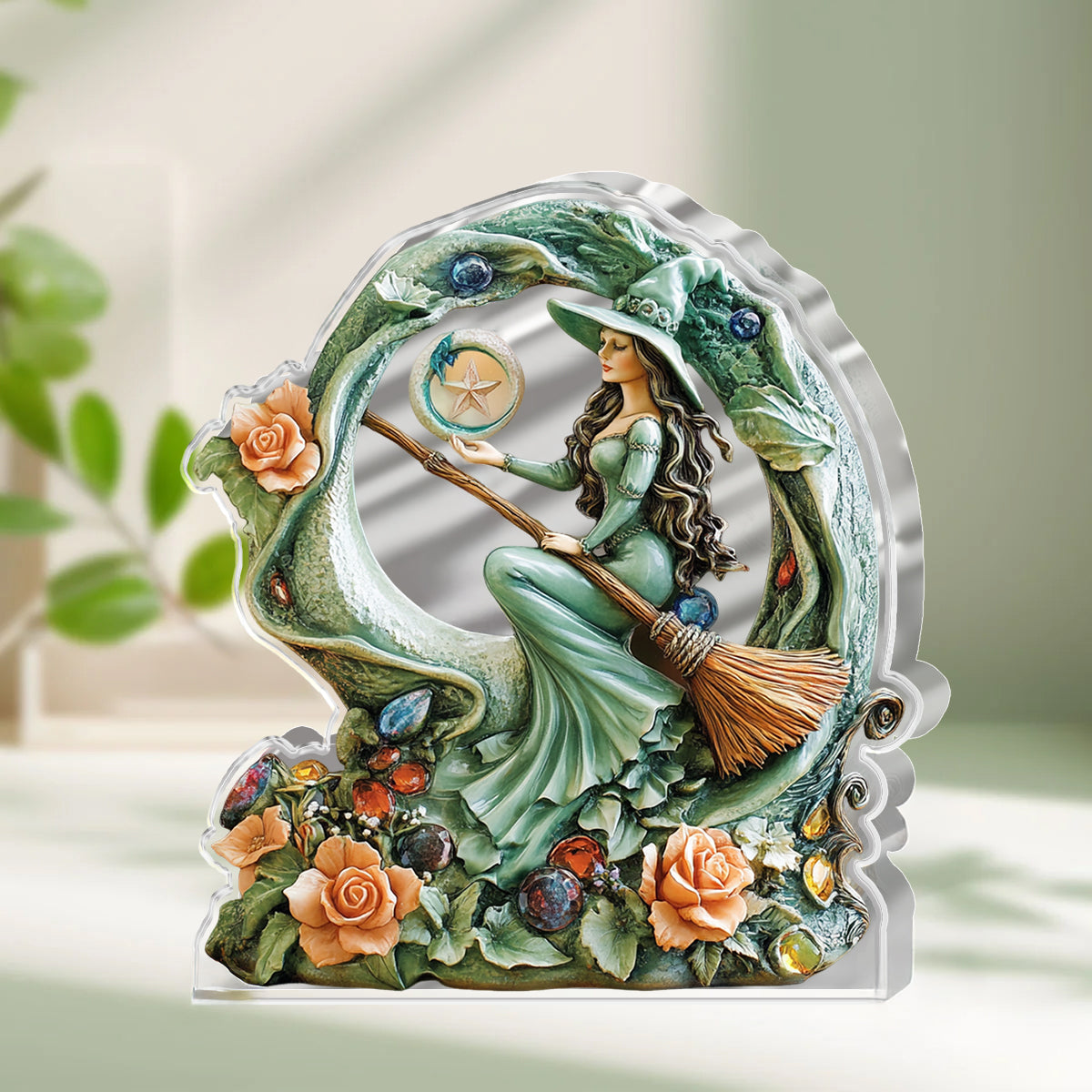 Witch Custom Shaped 2D Print Acrylic Plaque Gentle