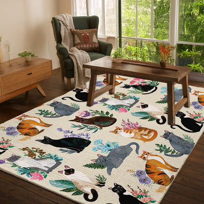 Lorva Area Rug Botanical Cats