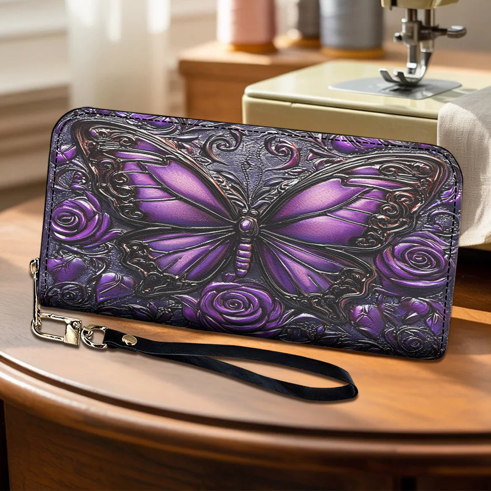 Lorva Butterfly Leather Wallet Mysterious Roses