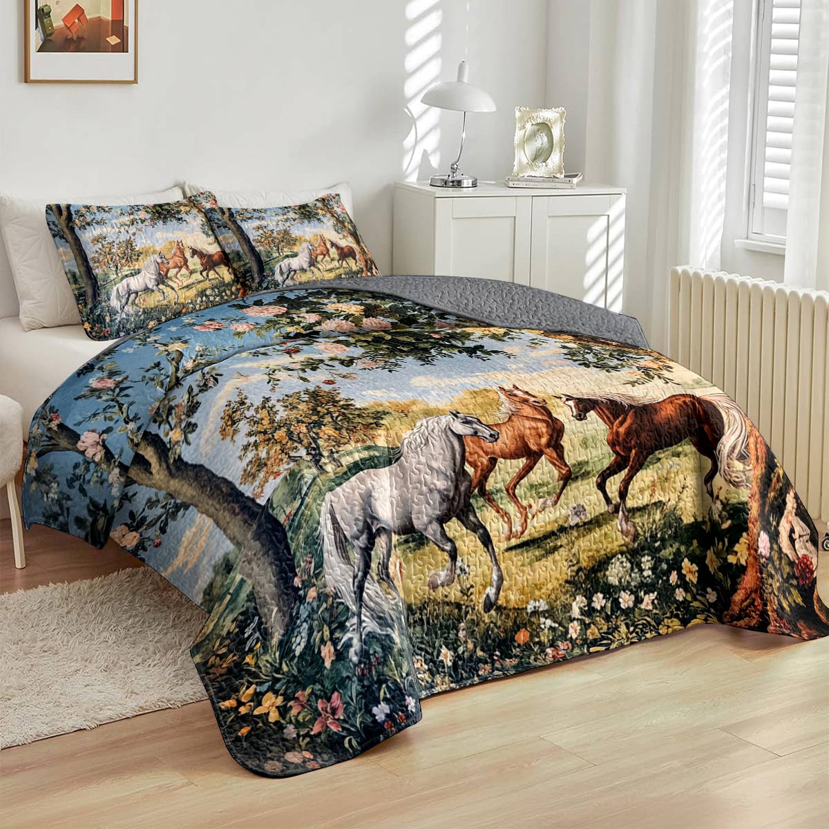 Lorva Horse All Season Quilt 3-Piece Set Friends
