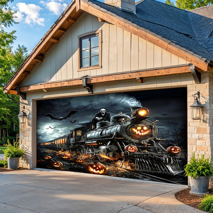 Lorva Halloween Garage Door Banner Decoration Halloween Ghost Train
