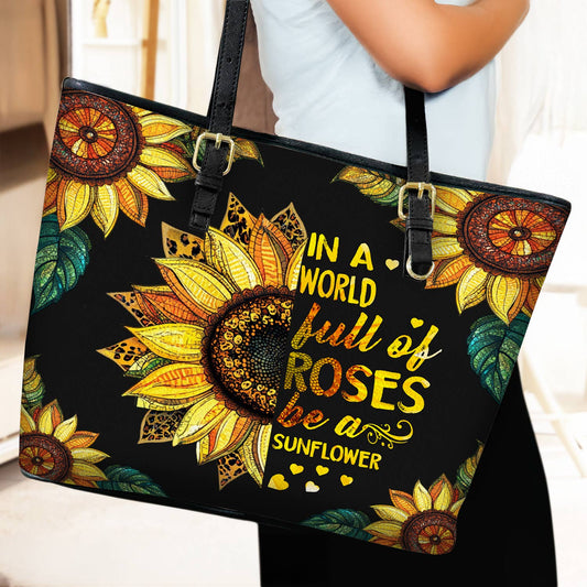 Lorva Leather Tote Bag Be a Sunflower