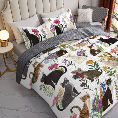 Lorva All Season Quilt 3-Piece Set Dreaming Kittens Garden