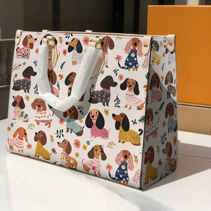 Lorva Dachshund Leather Bag Wagging In Bloom