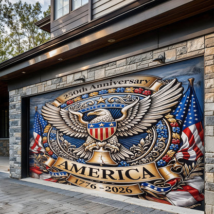 Lorva Garage Door Banner Decoration 250 Years of American's Power