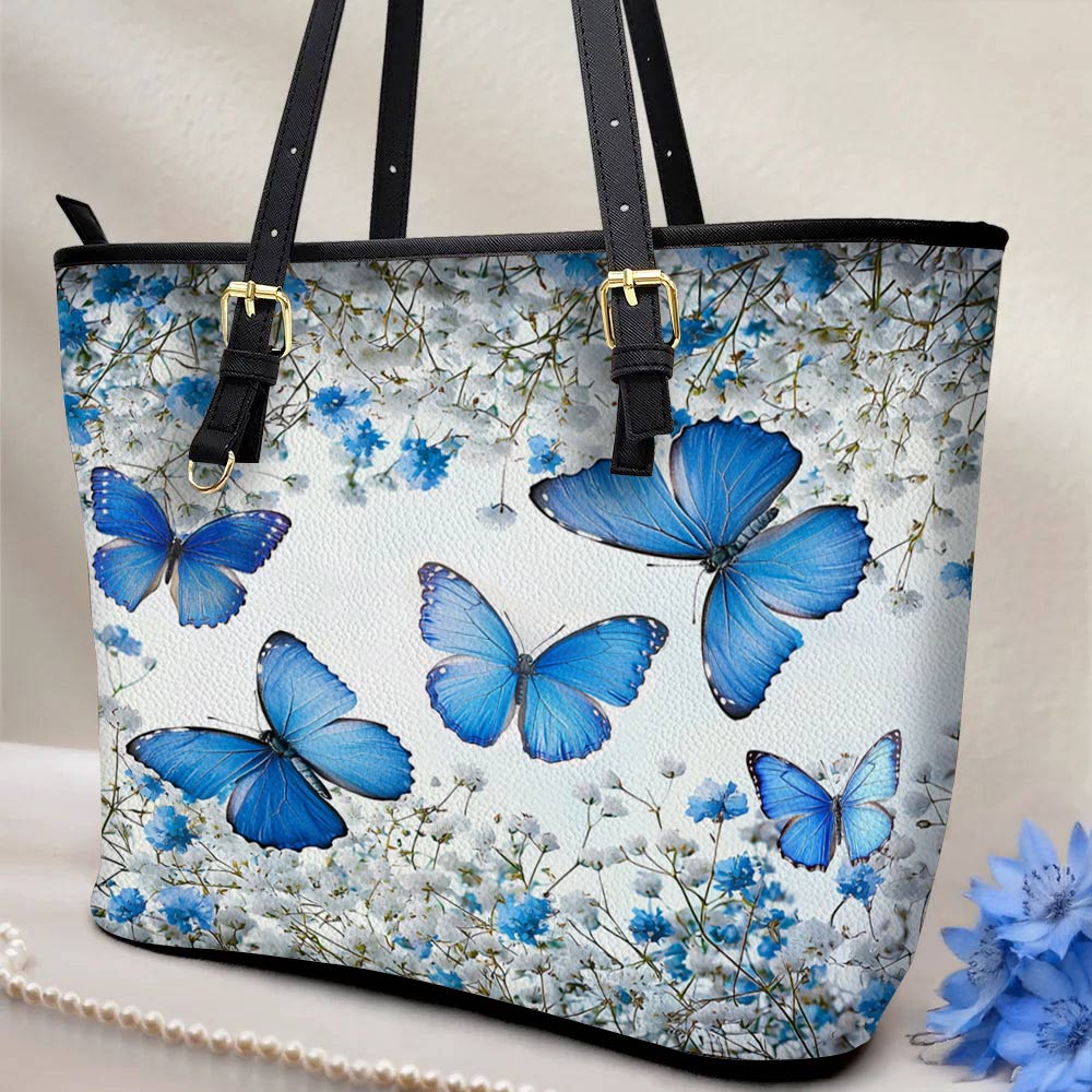 Lorva Butterfly Leather Tote Bag Morning Sky