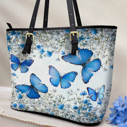 Lorva Butterfly Leather Tote Bag Morning Sky