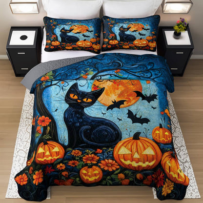 Halloween Lorva All Season Quilt 3-Piece Set Moonlit Meow