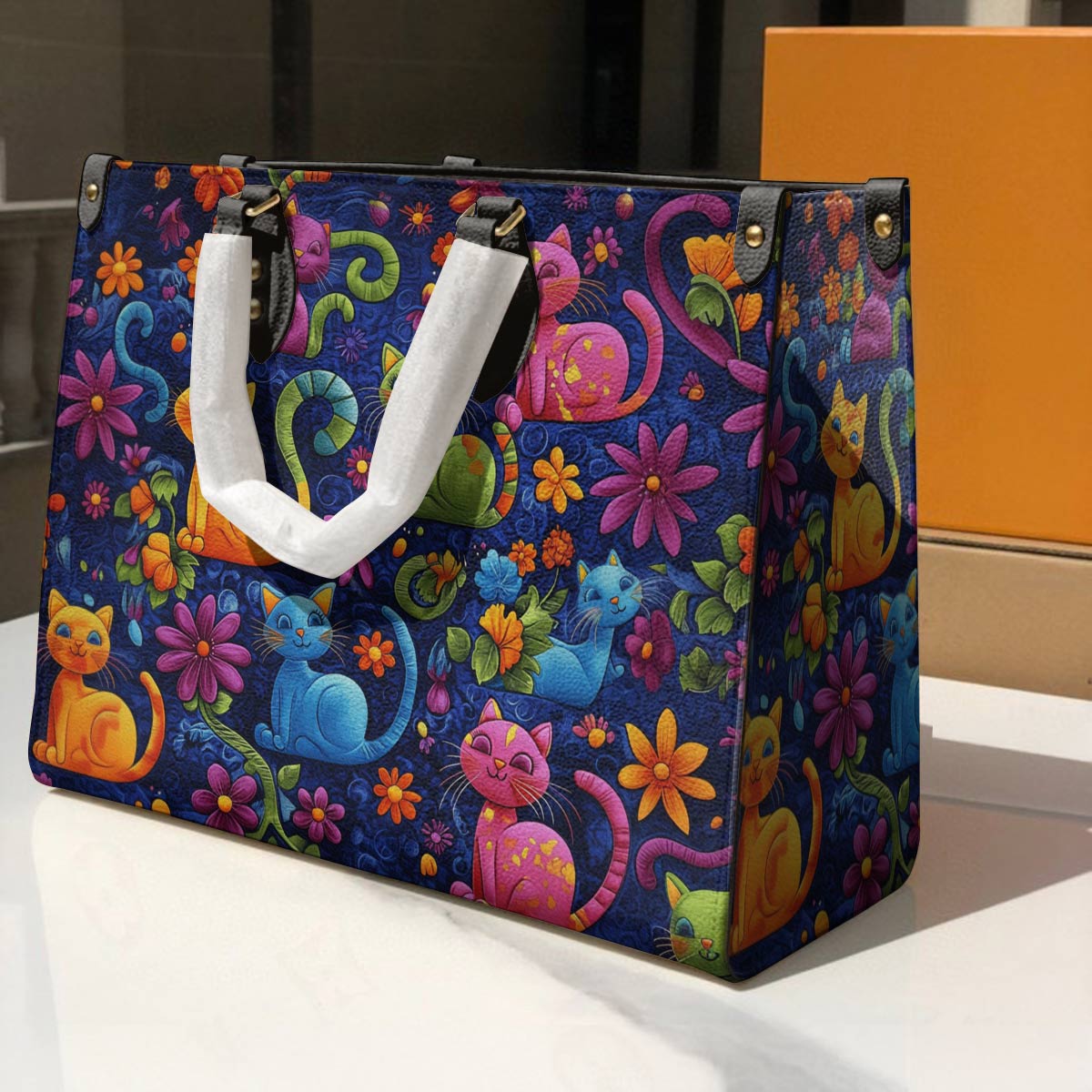 Lorva Cat Leather Bag Cute Cats Blossom