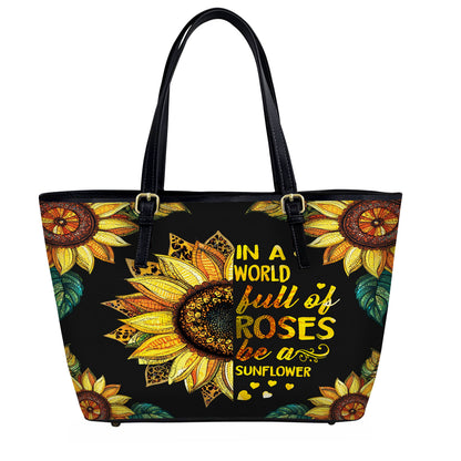 Lorva Leather Tote Bag Be a Sunflower