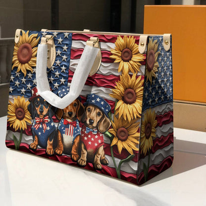 Lorva Dachshund Leather Bag Doxies for America