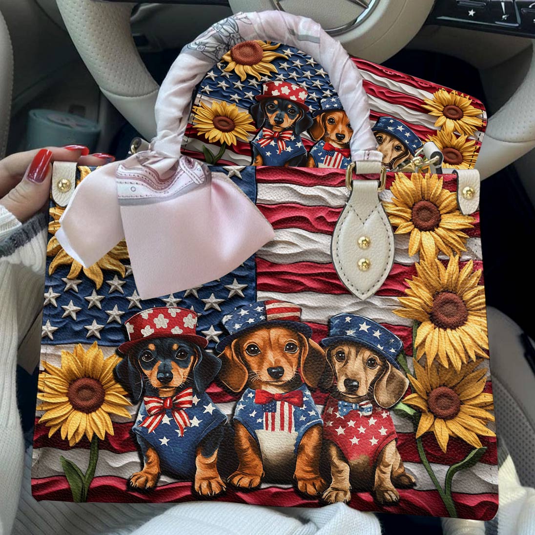 Lorva Dachshund Leather Bag Doxies for America