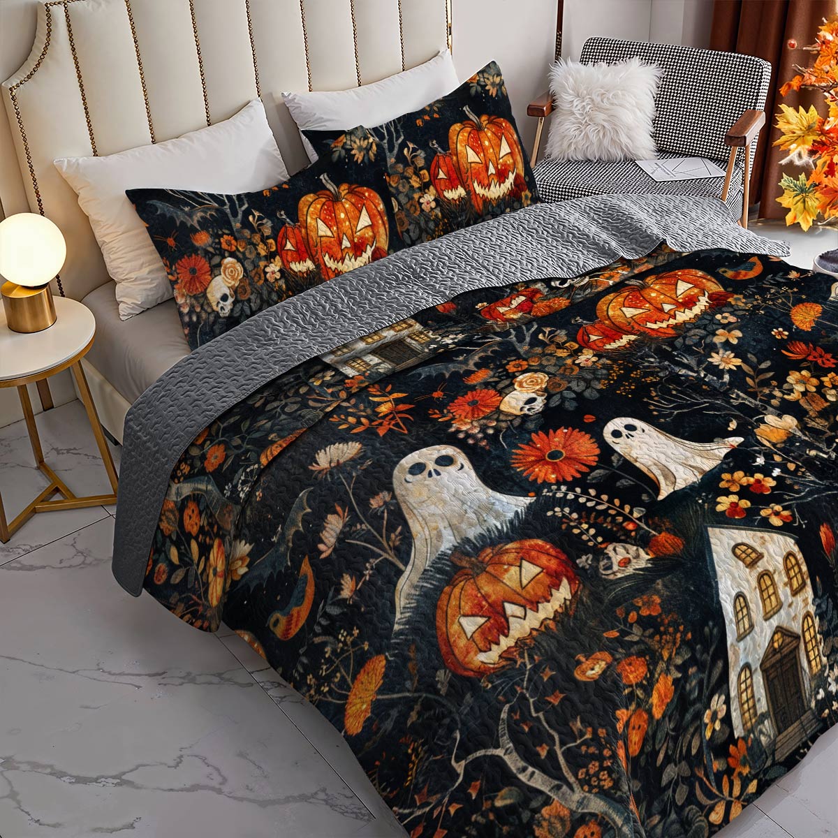 Halloween Lorva All Season Quilt 3-Piece Set Enchanted Pumpkins