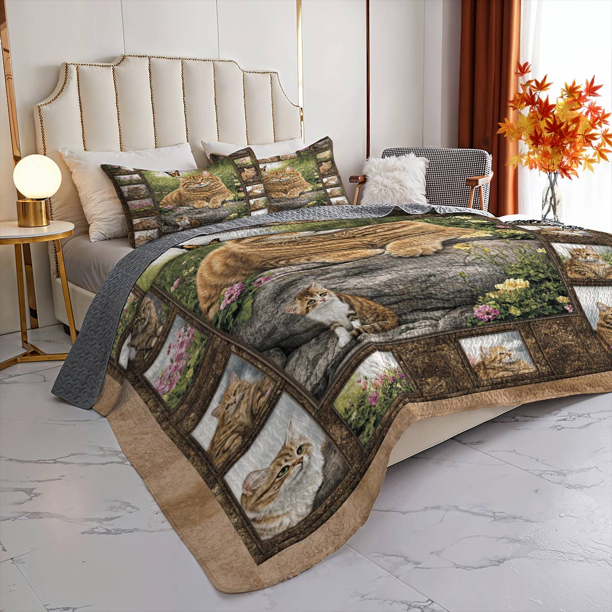 Lorva All Season Quilt 3-Piece Set Garden Tabby Dreams