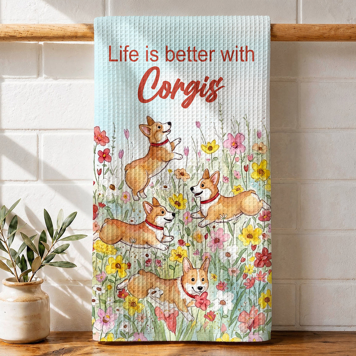 Lorva Corgi Kitchen Towel Life Is Better With Corgis