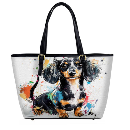 Lorva Leather Tote Bag Splashy Dachshund Style