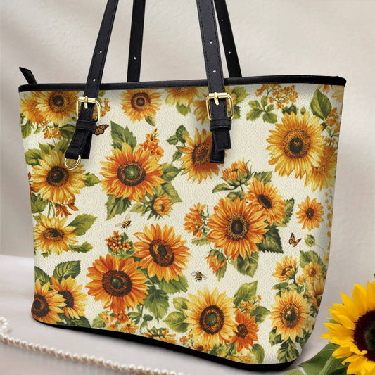 Lorva Leather Tote Bag Sunflower Soul