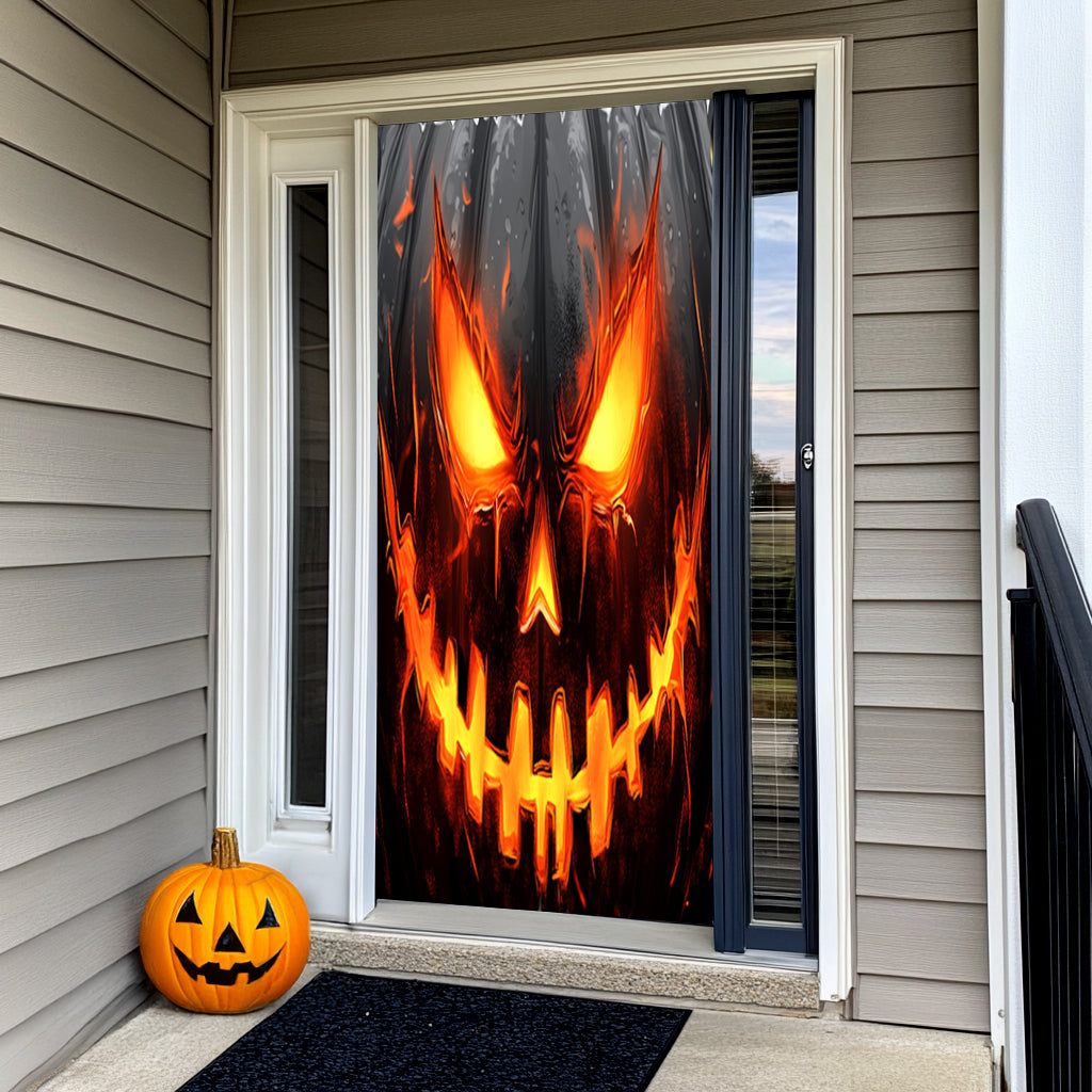 Lorva Halloween Door Cover Horror Pumpkin Face