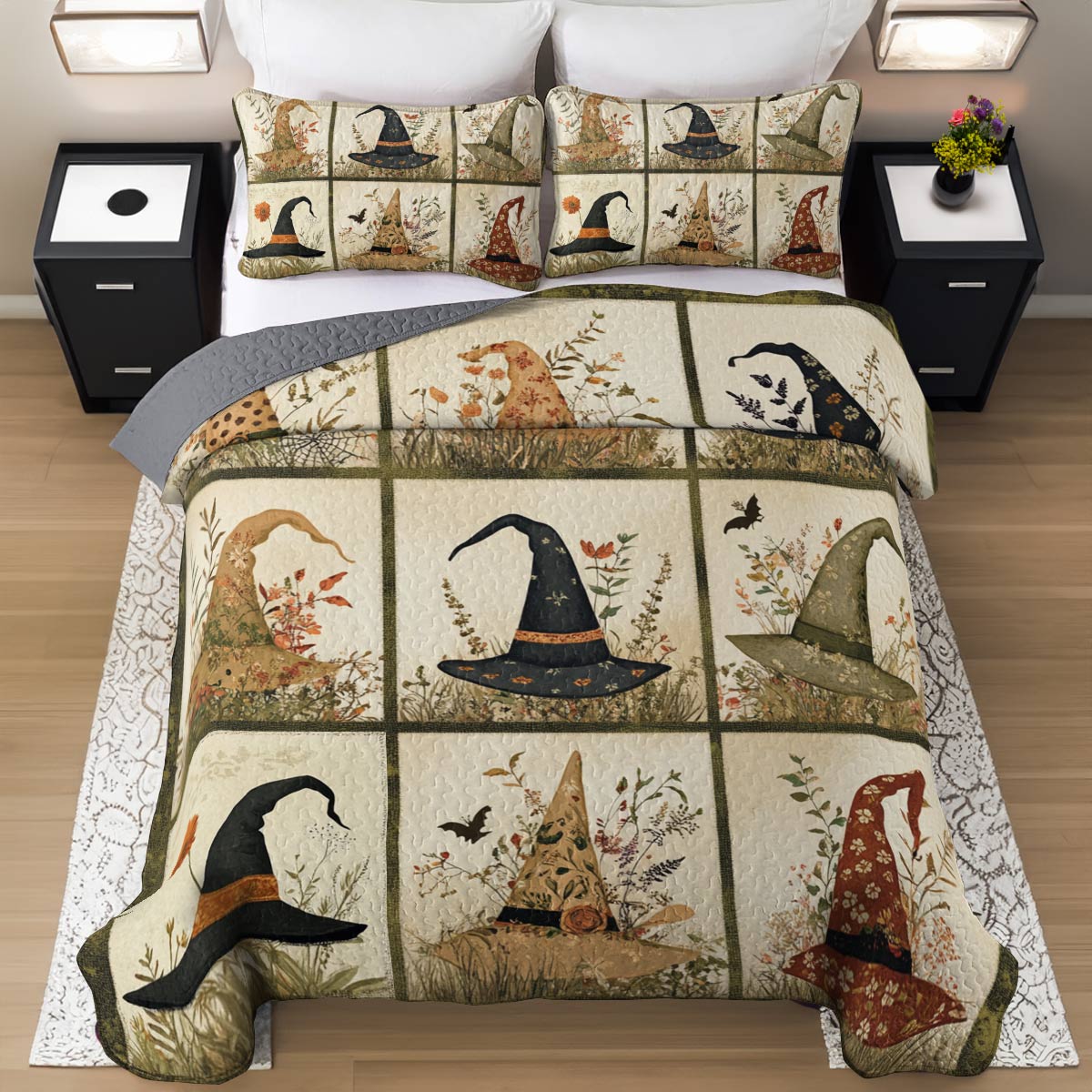 Witch Lorva All Season Quilt 3-Piece Set Garden Witch Hats