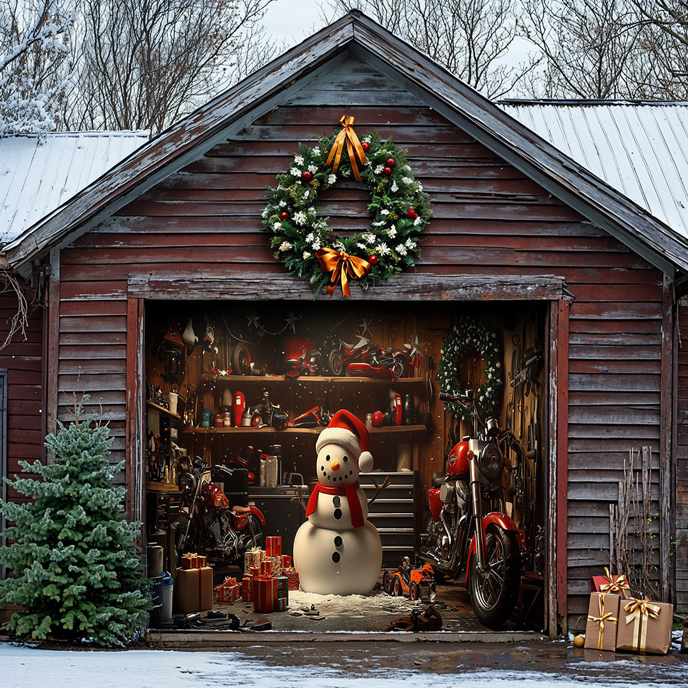 Lorva Christmas Garage Door Banner Decoration Snowman's Workshop