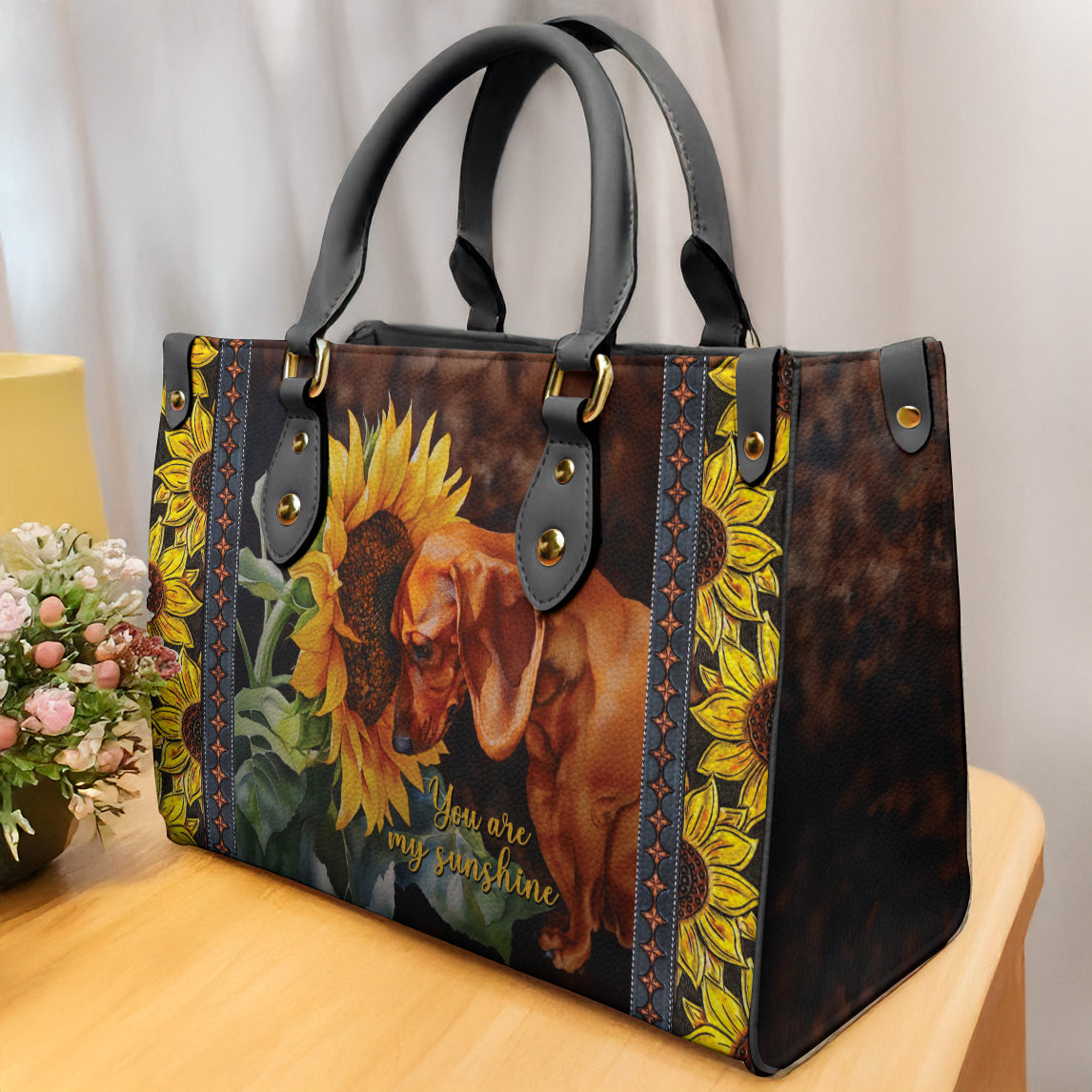 Lorva Leather Bag Dachshund You Are My Sunshine