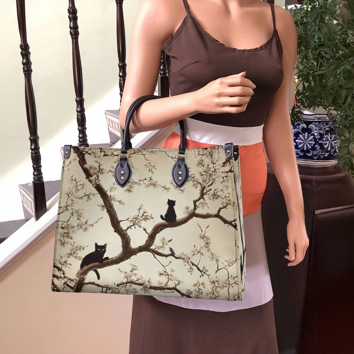 Lorva Black Cat Leather Bag Soul