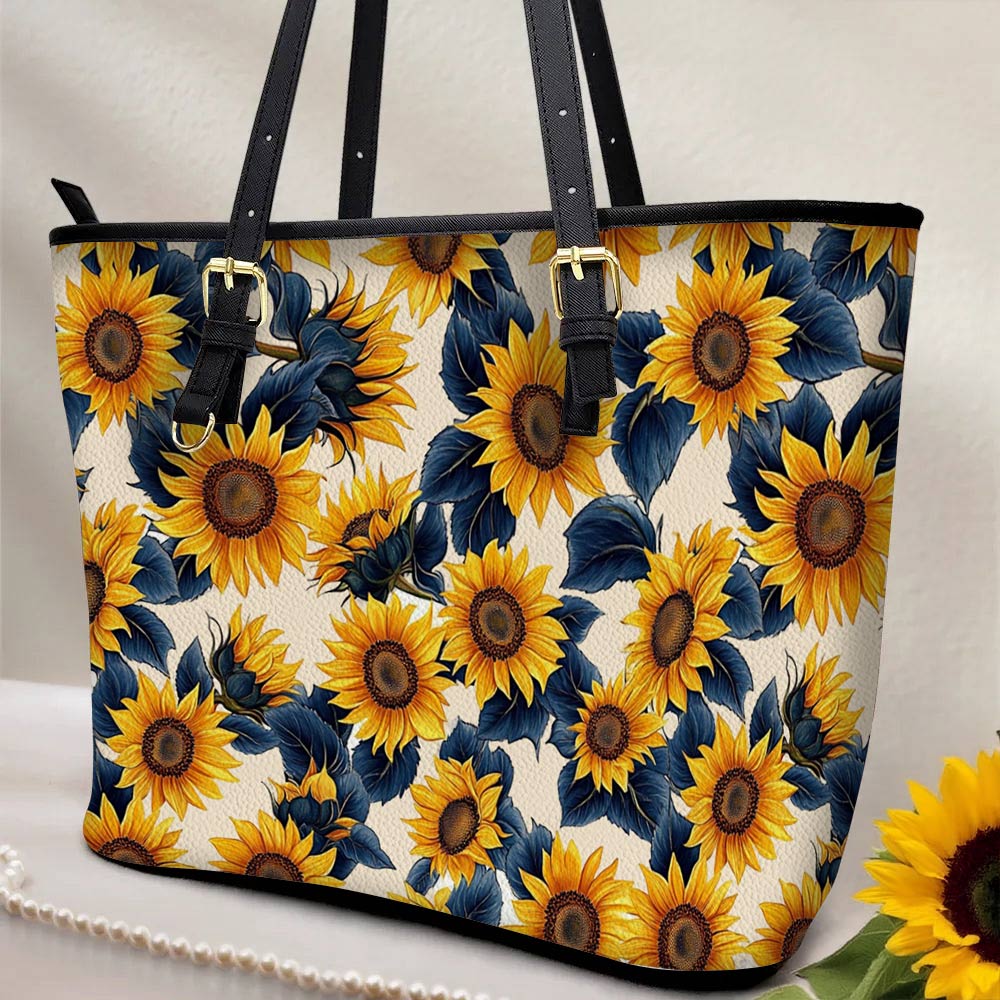 Lorva Sunflower Leather Tote Bag Twilight Sunflower