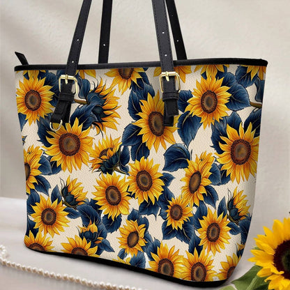 Lorva Sunflower Leather Tote Bag Twilight Sunflower