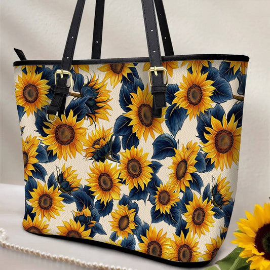 Lorva Sunflower Leather Tote Bag Twilight Sunflower