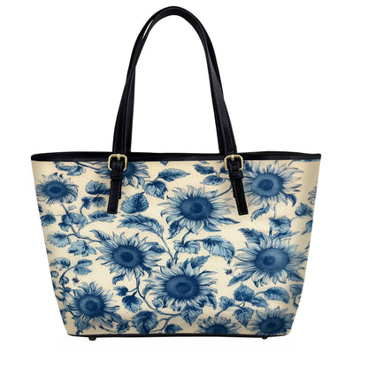 Lorva Sunflower Leather Tote Bag Azure Grace