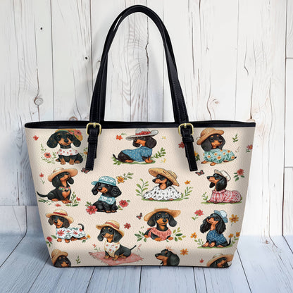 Lorva Leather Tote Bag Picnic Doxies