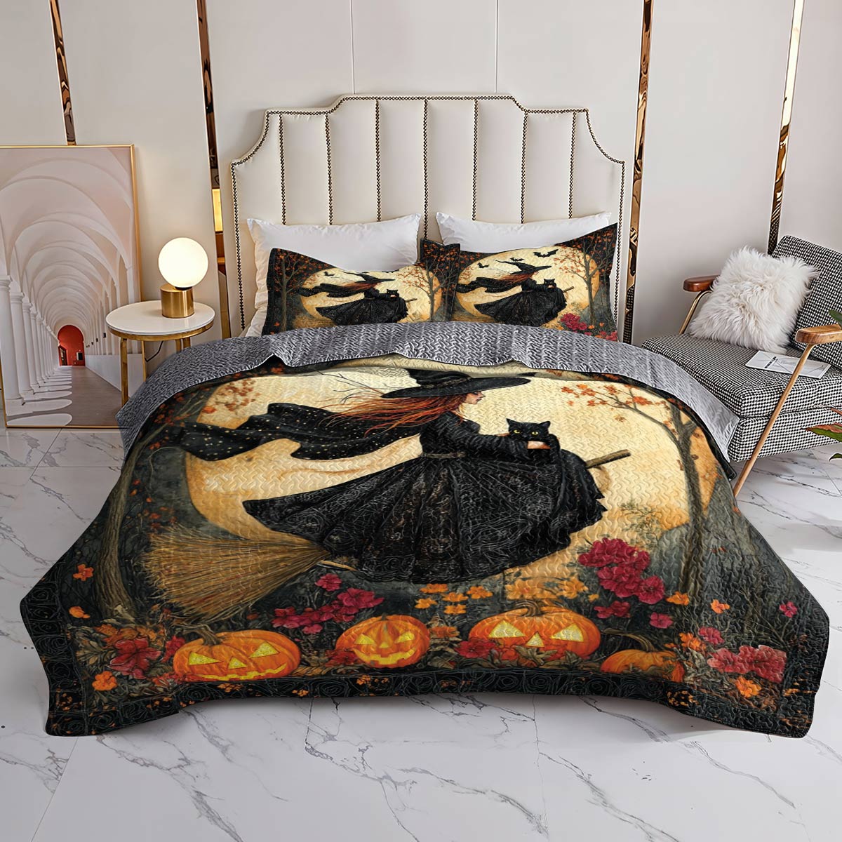 Witch Lorva All Season Quilt 3-Piece Set Midnight Flight Witch