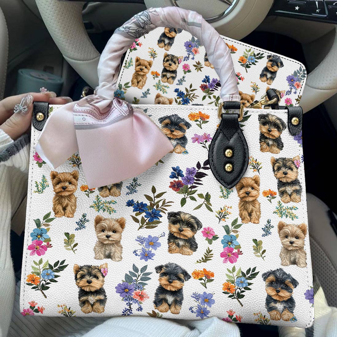 Lorva Leather Bag Yorkie Blossom Charm