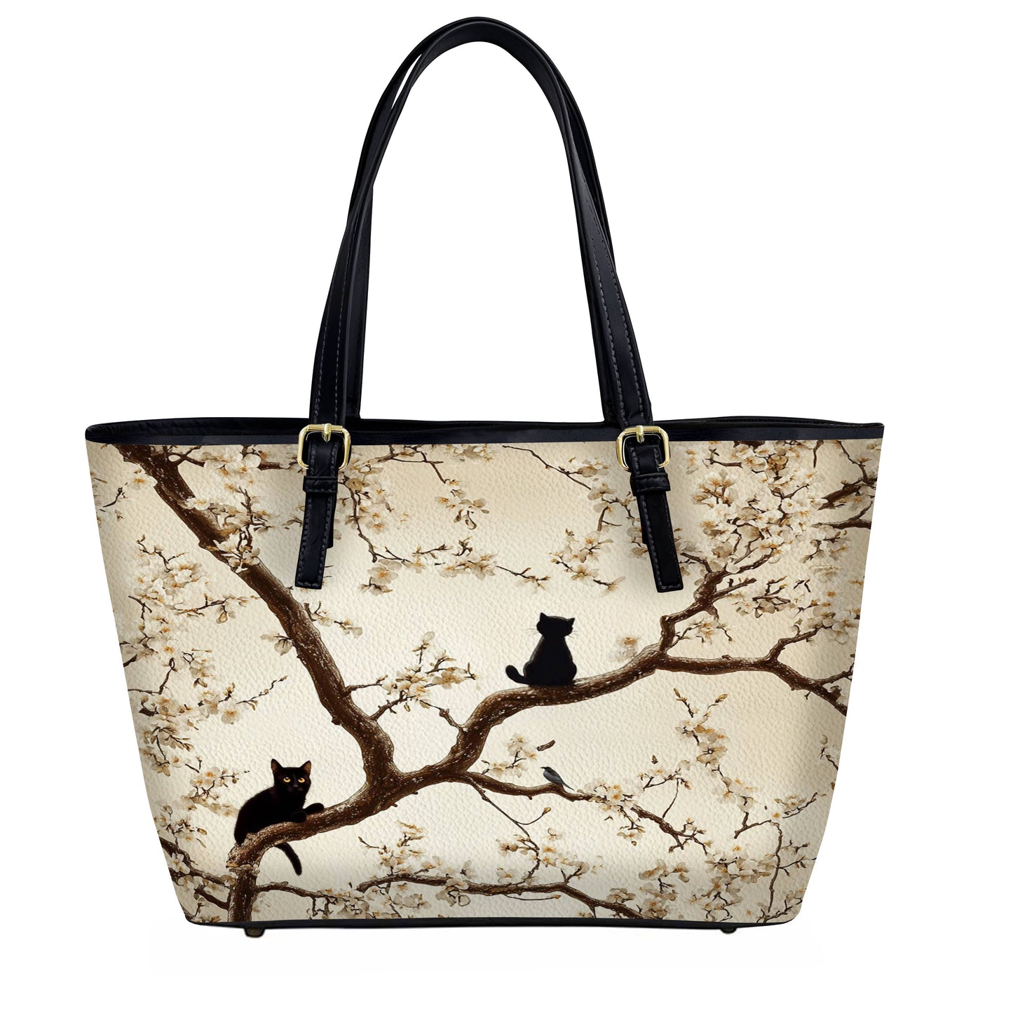 Lorva Black Cat Leather Tote Bag Soul