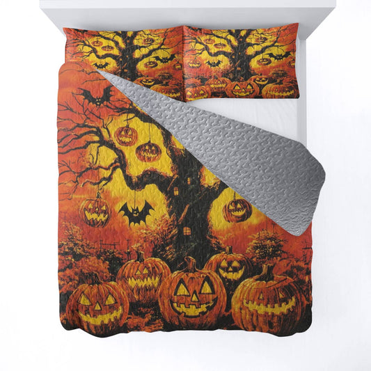 Halloween Lorva All Season Quilt 3-Piece Set Haunted Pumpkin Tree